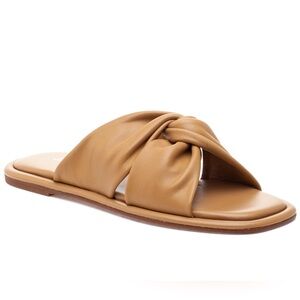 J/Slides Yaya Tan Leather Slide Sandals